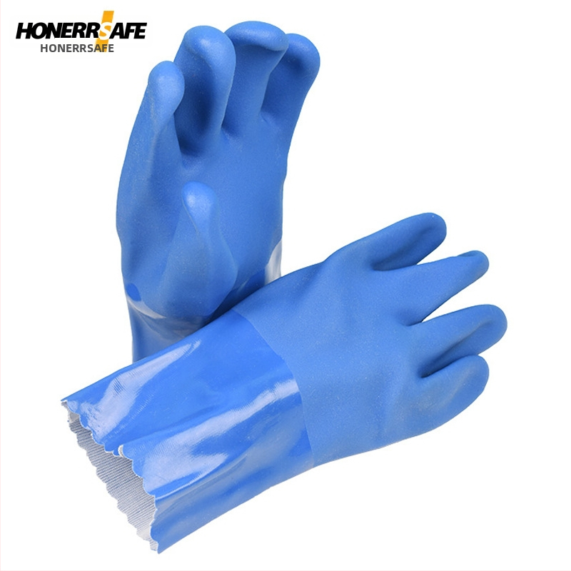 PF-001 PVC chemicky odolné rukavice, odolné voči kyselinám a zásadám, vodotesné, olejovzdorné, zosilnené, protismykové