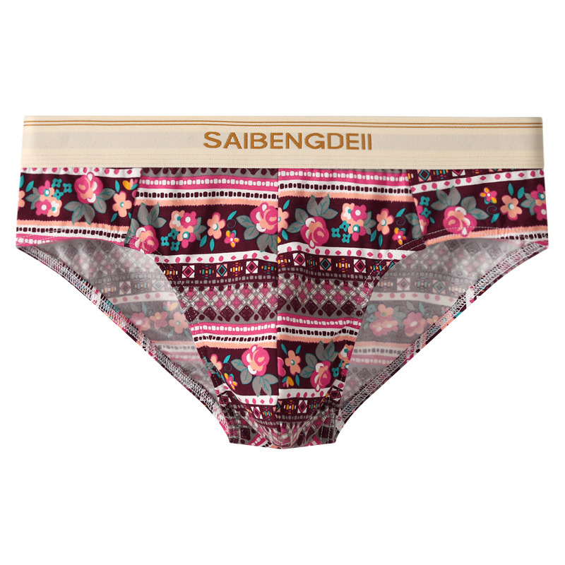 Muške pamučne gaćice s floralnim uzorkom, srednjeg pojasa, udobno donje rublje