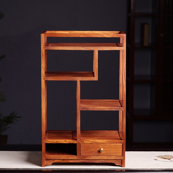 Raft de expunere din lemn de palisandru birman cu construcție mortise‑tenon, obiect decorativ pentru casă, suport pentru ceainic și cești, dulap lateral pentru ceai și depozitare