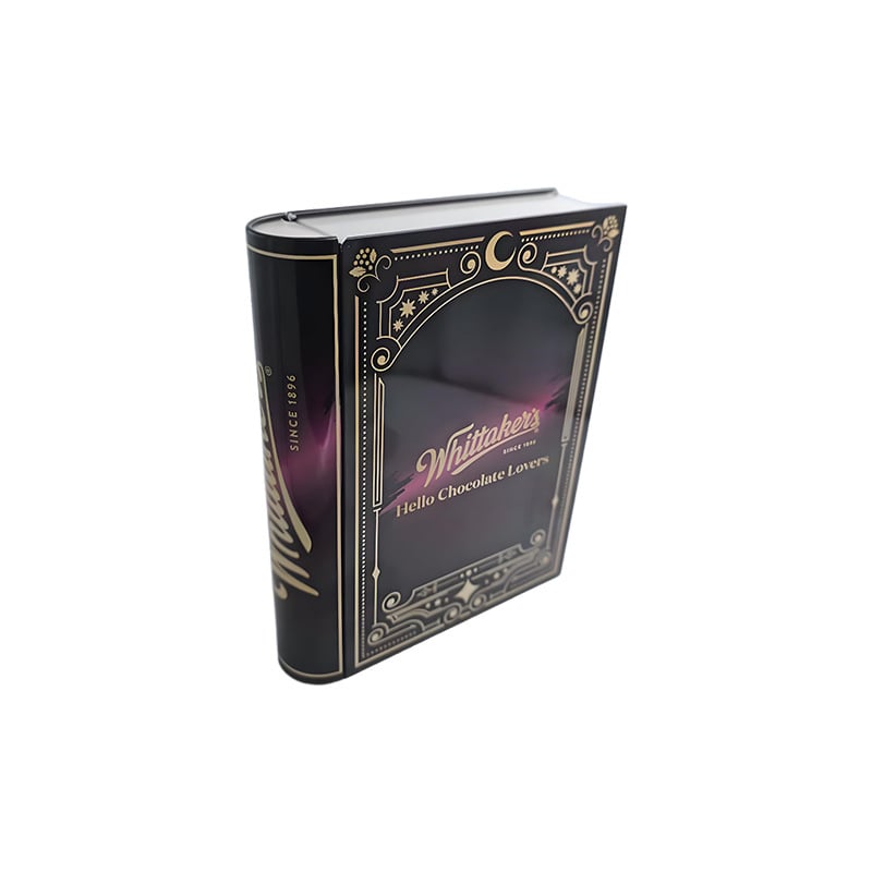 Cutie metalică din tablă, design în formă de carte, personalizată, ambalaj de cadou pentru ceai, alimente și biscuiți