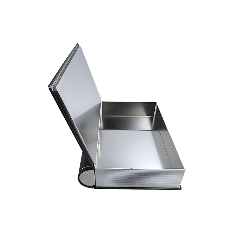 Cutie metalică din tablă, design în formă de carte, personalizată, ambalaj de cadou pentru ceai, alimente și biscuiți