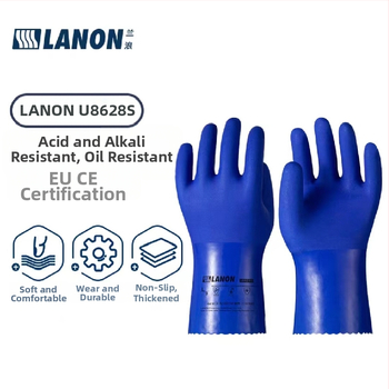 Lanlang U8628S profesionálne PVC ponorené rukavice, odolné voči olejom, chemickej ochrane, odolné voči kyselinám a zásadám, opotrebeniu, protisklz gumové rukavice