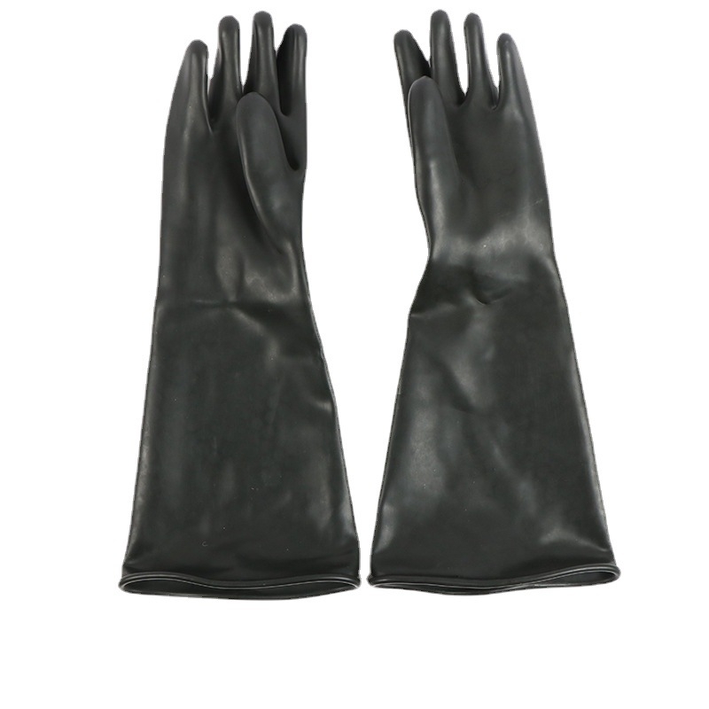 Crne industrijske latex rukavice za kemijsku zaštitu, otporne na kiseline i lužine, deblje latex rukavice