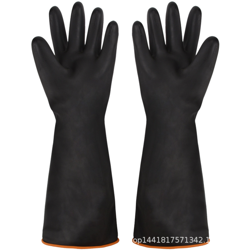 Crne gumene rukavice dvostruko pojačane, s dugim manžetama, otporne na kemikalije, latex zaštitne rukavice