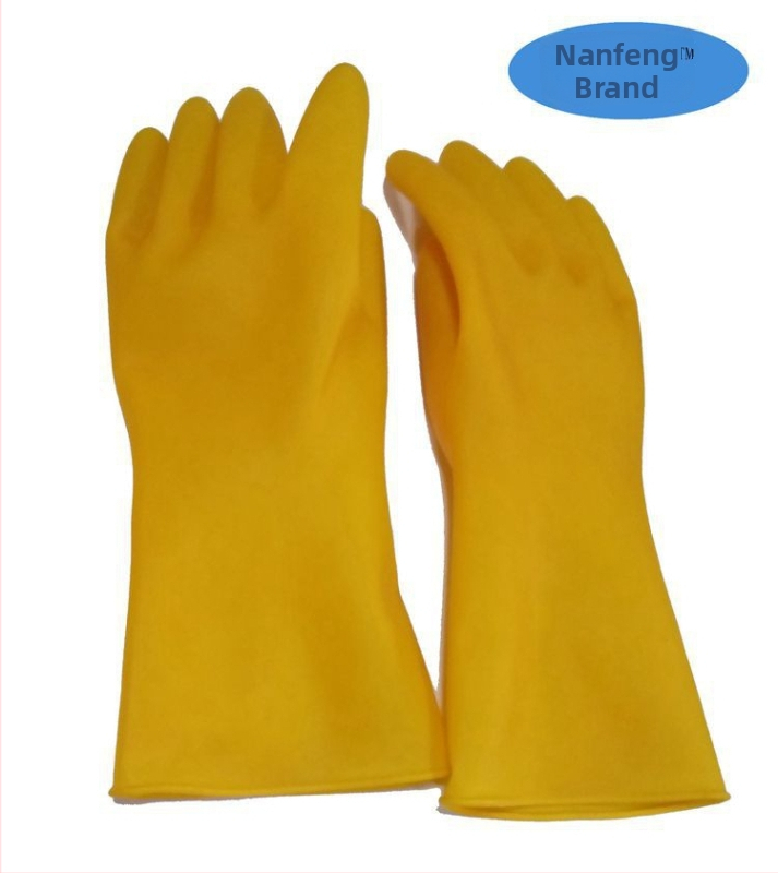 Nanfeng žute debeli latex rukavice, otporne na kiseline i lužine, industrijske zaštitne rukavice za rad