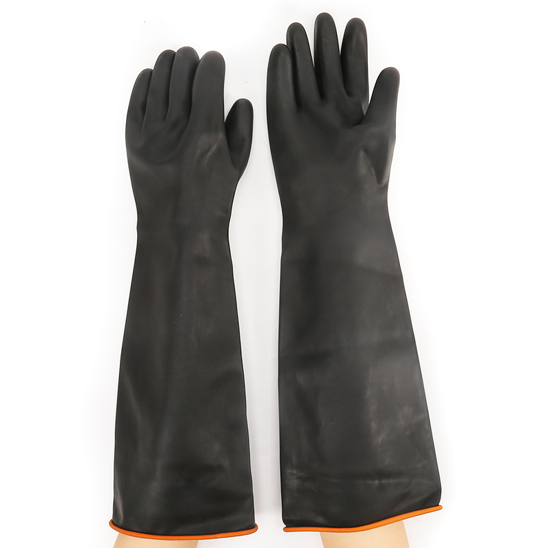 Beita crne radne rukavice duljine 55 cm, protivklizne latex rukavice, ojačane, otporne na kiseline i lužine, produžene zaštitne rukavice