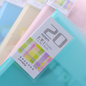 Fișier transparent colorat cu 20 de pagini pentru documente, dosar de birou, elegant și personalizat, cu foi detașabile și construcție îmbunătățită