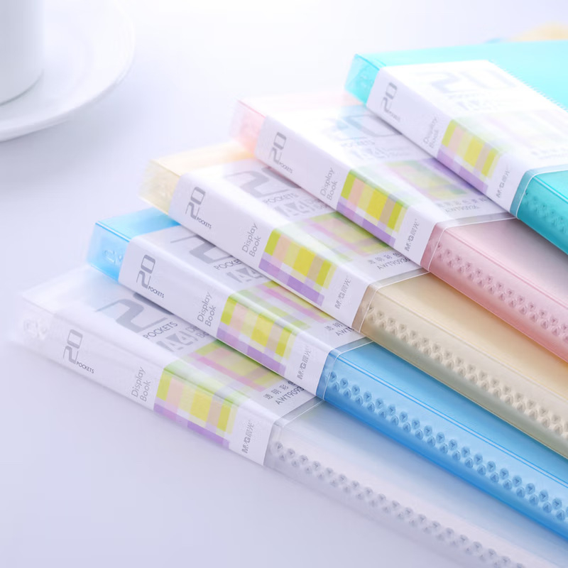 Fișier transparent colorat cu 20 de pagini pentru documente, dosar de birou, elegant și personalizat, cu foi detașabile și construcție îmbunătățită
