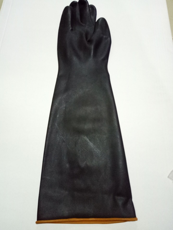 Mănuși din latex industrial, rezistente la acizi și baze, marca Duplex, lungime 35 cm