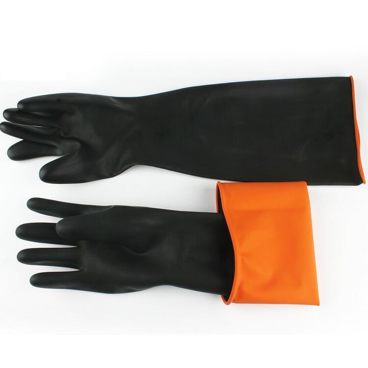 Mănuși din latex industrial, rezistente la acizi și baze, marca Duplex, lungime 35 cm