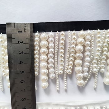 KLHBS090 Etnički stil čipkasta traka s perlama i resicama, DIY