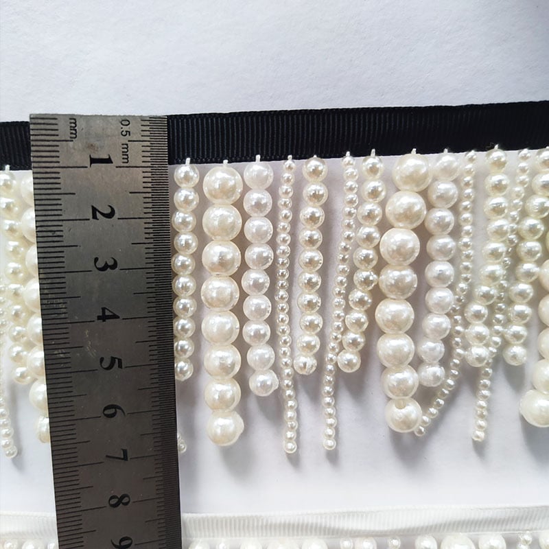 KLHBS090 Etnički stil čipkasta traka s perlama i resicama, DIY