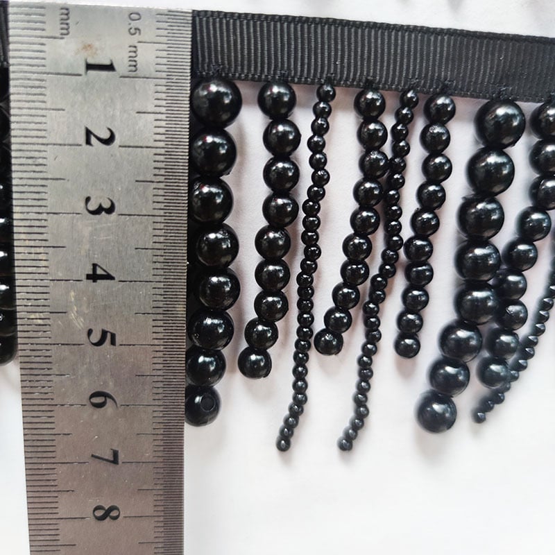 KLHBS090 Etnički stil čipkasta traka s perlama i resicama, DIY