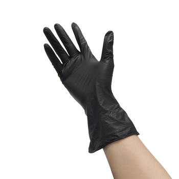 Blue Guard Mănuși de unică folosință din vinil, negre, impermeabile, PVC de calitate alimentară, protecție industrială și curățenie casnică