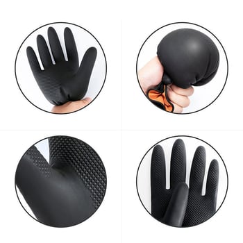 Mănuși din latex negre, industriale, cu dublu strat și design bi-culori, rezistente la substanțe chimice, îngroșate, durabile pentru curățenie și protecție la muncă