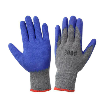 Mănuși de lucru din nylon-latex, cauciuc natural reliefat, rezistente la abraziune, antiderapante, respirabile, tricot gri cu acoperire albastră