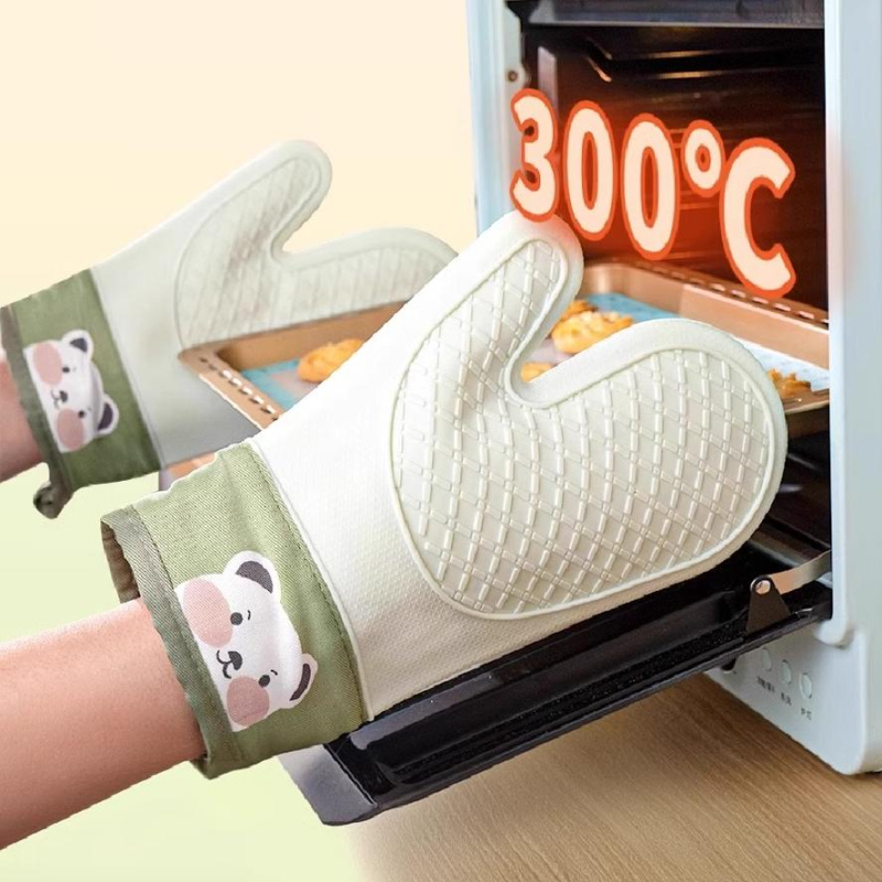 Mănuși de silicon rezistente la temperatură, cu priză antiderapantă, izolație pentru temperaturi înalte, potrivite pentru cuptorul cu microunde și bucătărie