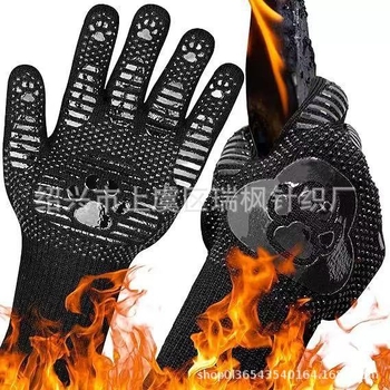 Mănuși ignifuge rezistente la 800°C pentru BBQ, cuptor cu microunde și coacere, izolație din silicon pentru protecție împotriva arsurilor