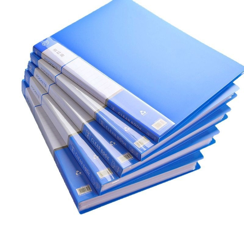 Mapă A4 cu mai multe compartimente, albastră, transparentă