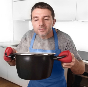Mănuși din silicon izolante termic pentru bucătărie, groase, design de homar roșu, o pereche
