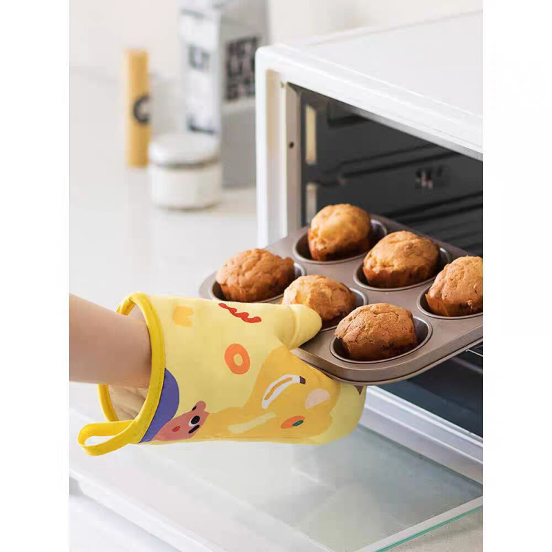 Mănuși izolate anti-arși, rezistente la temperaturi înalte, groase, cu design desen animat, pentru cuptor și cuptor cu microunde, ustensile de bucătărie pentru coacere