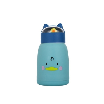 Cană din sticlă cu pereți dubli și capac, recipient portabil pentru apă cu design cu animale drăguțe, potrivit pentru elevi, imprimare logo