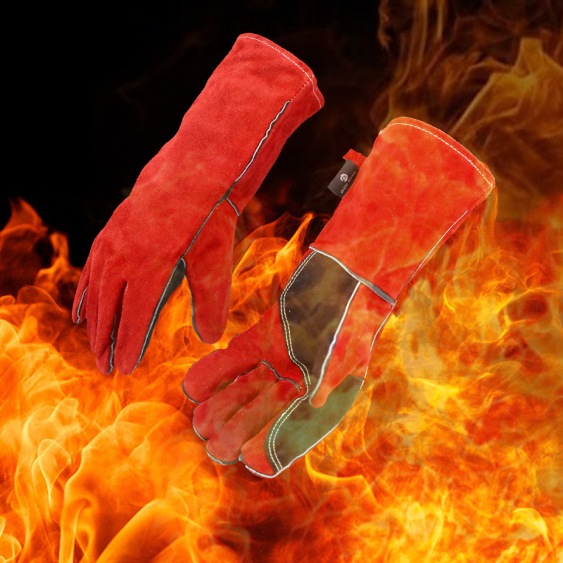 Rukavice za zavarivanje od kože kravlje, dvostruke, Kevlar otporne na vatru, duljina 14 inča, pletena podstava, model HY049