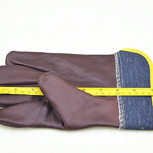 Mănuși de sudură din denim închis la culoare și piele de vită
