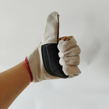 Mănuși de sudură din pânză și piele, cu palmă Tiger Mouth, 24 de cusături, groase și rezistente la uzură