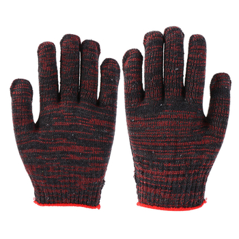 Mănuși de lucru tricotate din bumbac roșu-negru, rezistente la uzură, îngroșate, antiderapante, pentru muncă mecanică și atelier