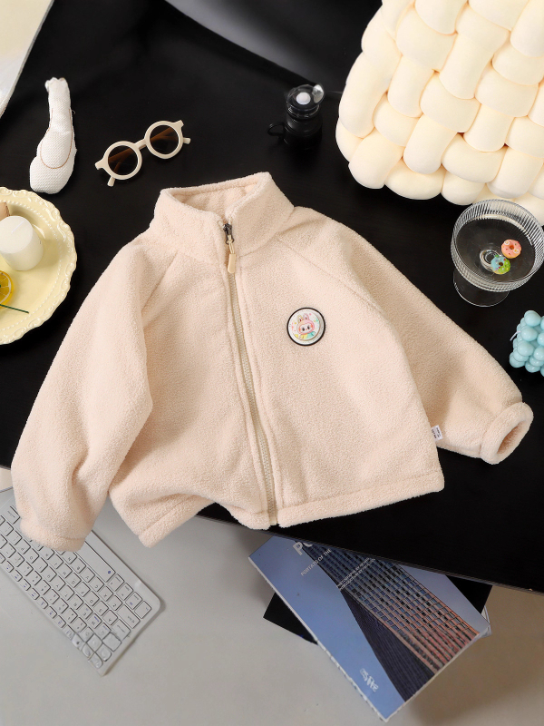Világító gyerek plüss meleg kabát cipzárral, koreai stílusú, vastag fleece bélés