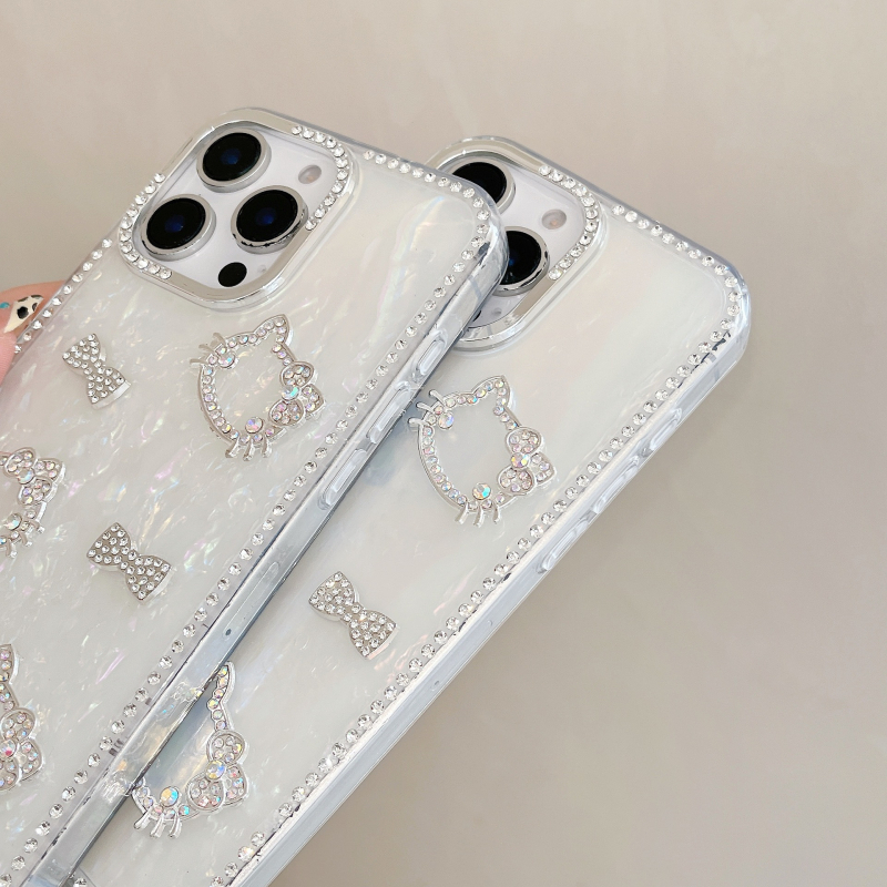 Kućište za iPhone 17 u školjkastom stilu s teksturom perja i pijeska, 3D perle i kristali, zaštita od pada