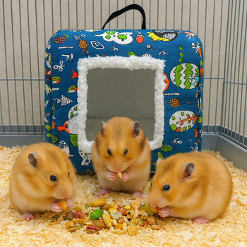 Viseće gnijezdo s flisom za mala kućna ljubimca — hrčak, zamorac ili gerbil, trokutasto pamučno gnijezdo