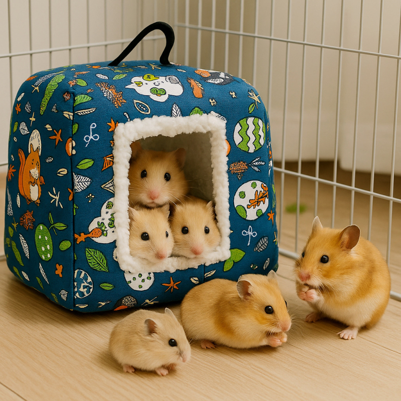 Viseće gnijezdo s flisom za mala kućna ljubimca — hrčak, zamorac ili gerbil, trokutasto pamučno gnijezdo