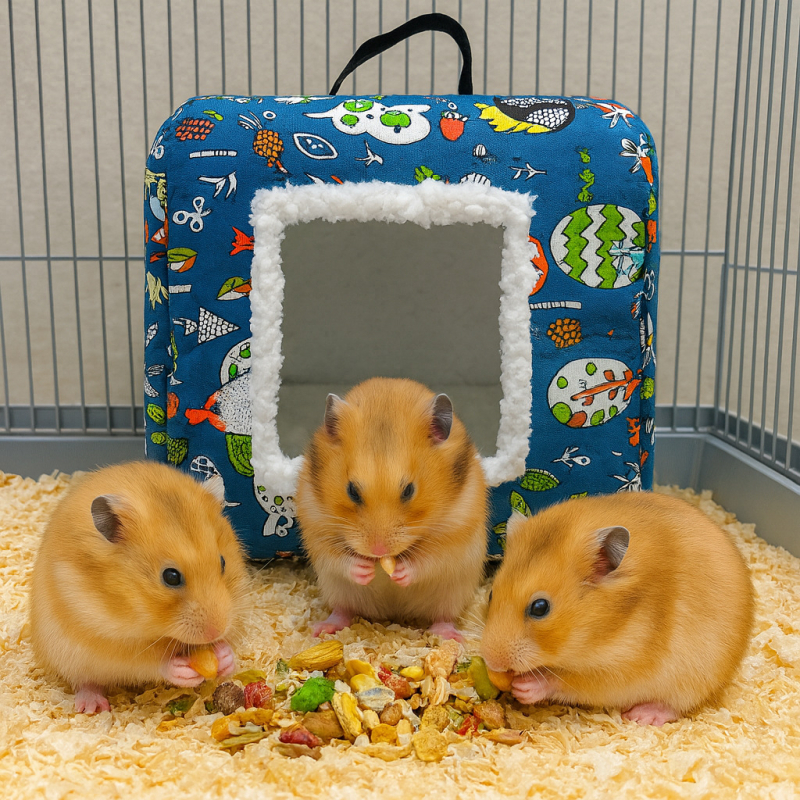 Viseće gnijezdo s flisom za mala kućna ljubimca — hrčak, zamorac ili gerbil, trokutasto pamučno gnijezdo