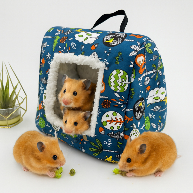 Viseće gnijezdo s flisom za mala kućna ljubimca — hrčak, zamorac ili gerbil, trokutasto pamučno gnijezdo