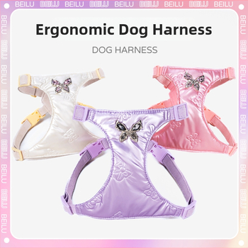 Harnas i povodac za pse sa leptir rhinestones, protiv bijega, za male pse, lagan, vodootporan