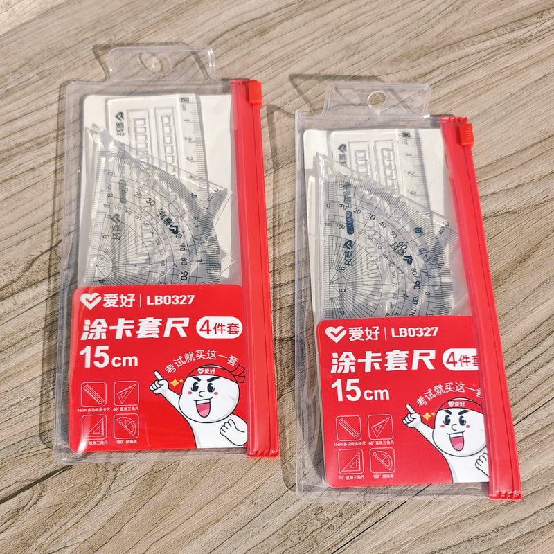 Hobby LB0327 комплект от 4 прозрачни линейки за рисуване, 15 см, за ученици