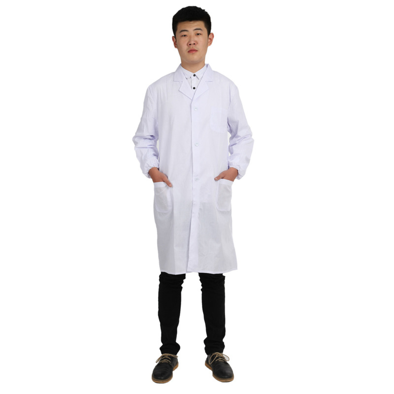 Halat de laborator, halat alb de doctor, halat cu mâneci lungi, halat ușor pentru personalul din fabrica alimentară