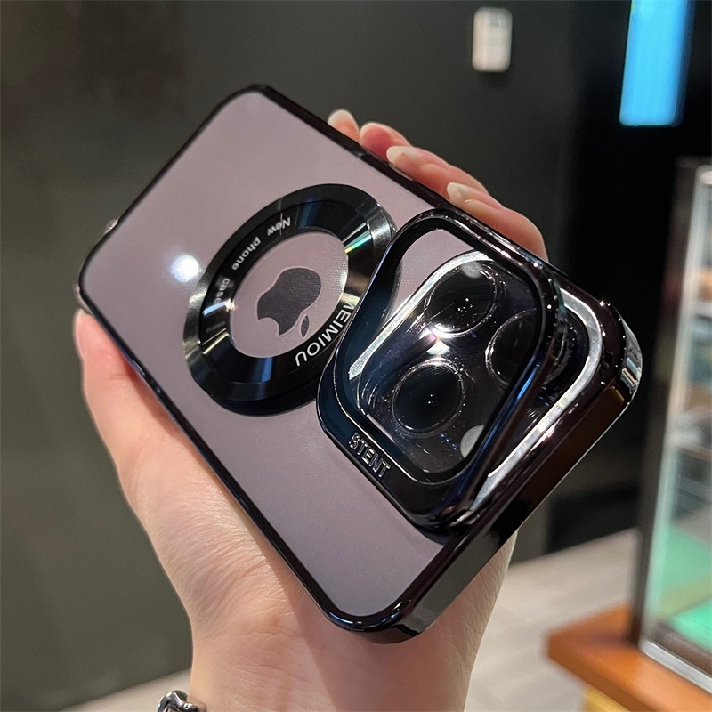 Carcasă magnetică pentru iPhone cu protecție completă și suport invizibil, protecție a obiectivului cu electroplacare