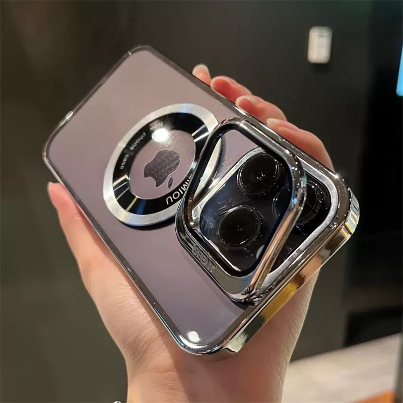 Carcasă magnetică pentru iPhone cu protecție completă și suport invizibil, protecție a obiectivului cu electroplacare