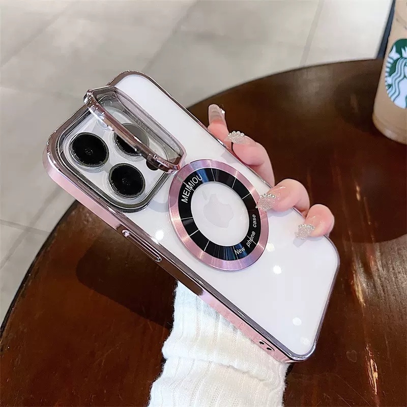 Carcasă magnetică pentru iPhone cu protecție completă și suport invizibil, protecție a obiectivului cu electroplacare