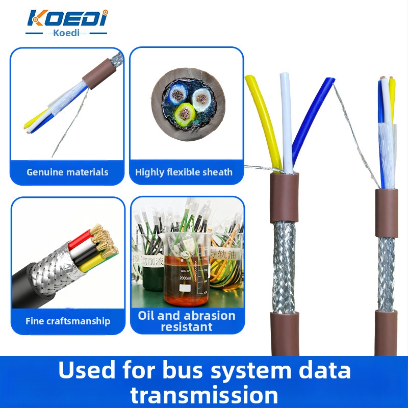 Кафяв CC-LINK кабел с двойно екраниране, 3×20 AWG, Mitsubishi съвместим