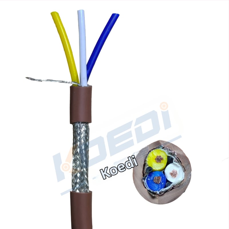 Кафяв CC-LINK кабел с двойно екраниране, 3×20 AWG, Mitsubishi съвместим
