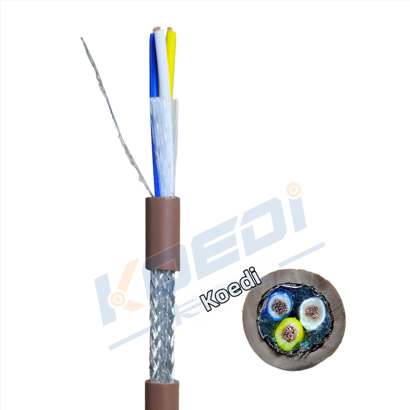 Кафяв CC-LINK кабел с двойно екраниране, 3×20 AWG, Mitsubishi съвместим