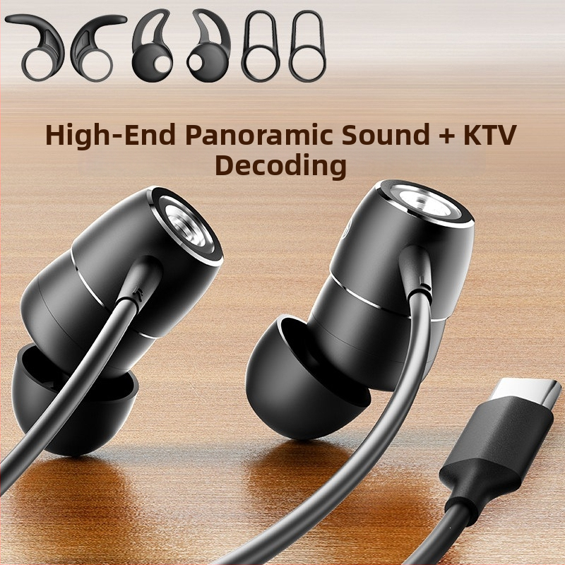 Káblové in-ear karaoke slúchadlá s konektorom Type-C a 3,5 mm pre spev