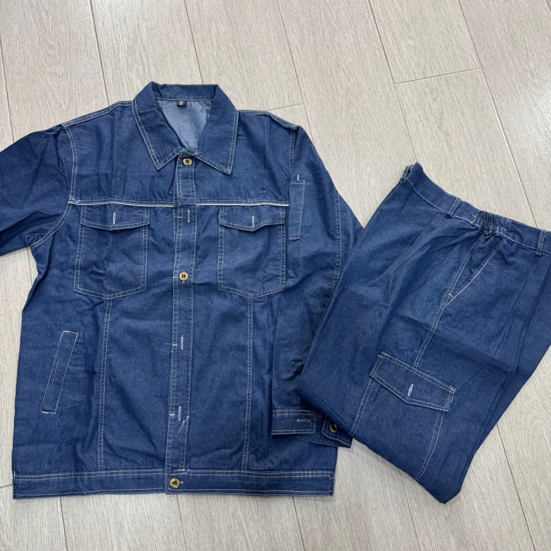 Muški lagani elastični denim radni set – gornji dio i hlače, otporan na vatru i izdržljiv.