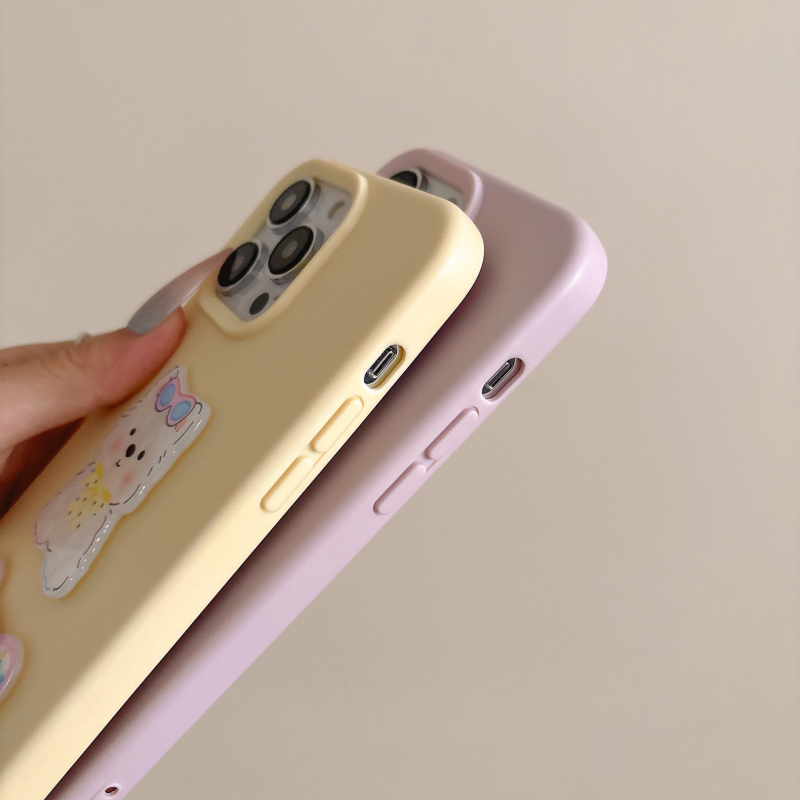Carcasă din silicon pentru spate cu un patch cu un câine, design drăguț 3D, lucrată manual, compatibilă cu iPhone 13 și iPhone 14 Pro Max.