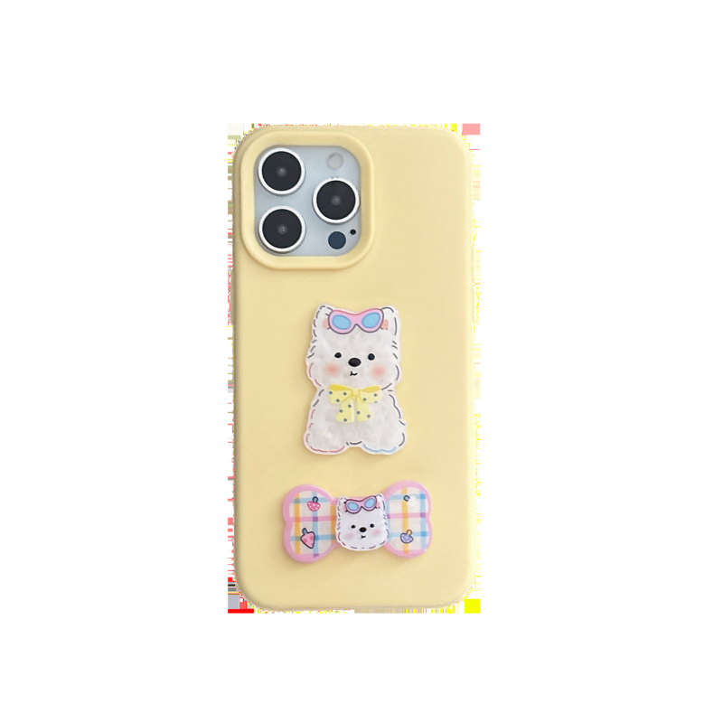 Carcasă din silicon pentru spate cu un patch cu un câine, design drăguț 3D, lucrată manual, compatibilă cu iPhone 13 și iPhone 14 Pro Max.