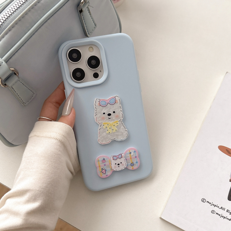 Carcasă din silicon pentru spate cu un patch cu un câine, design drăguț 3D, lucrată manual, compatibilă cu iPhone 13 și iPhone 14 Pro Max.